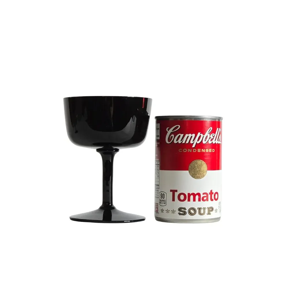 Swedish Black Crystal Champagne Coupe Glass Bjorkshult Scan Hans Christia Wagner